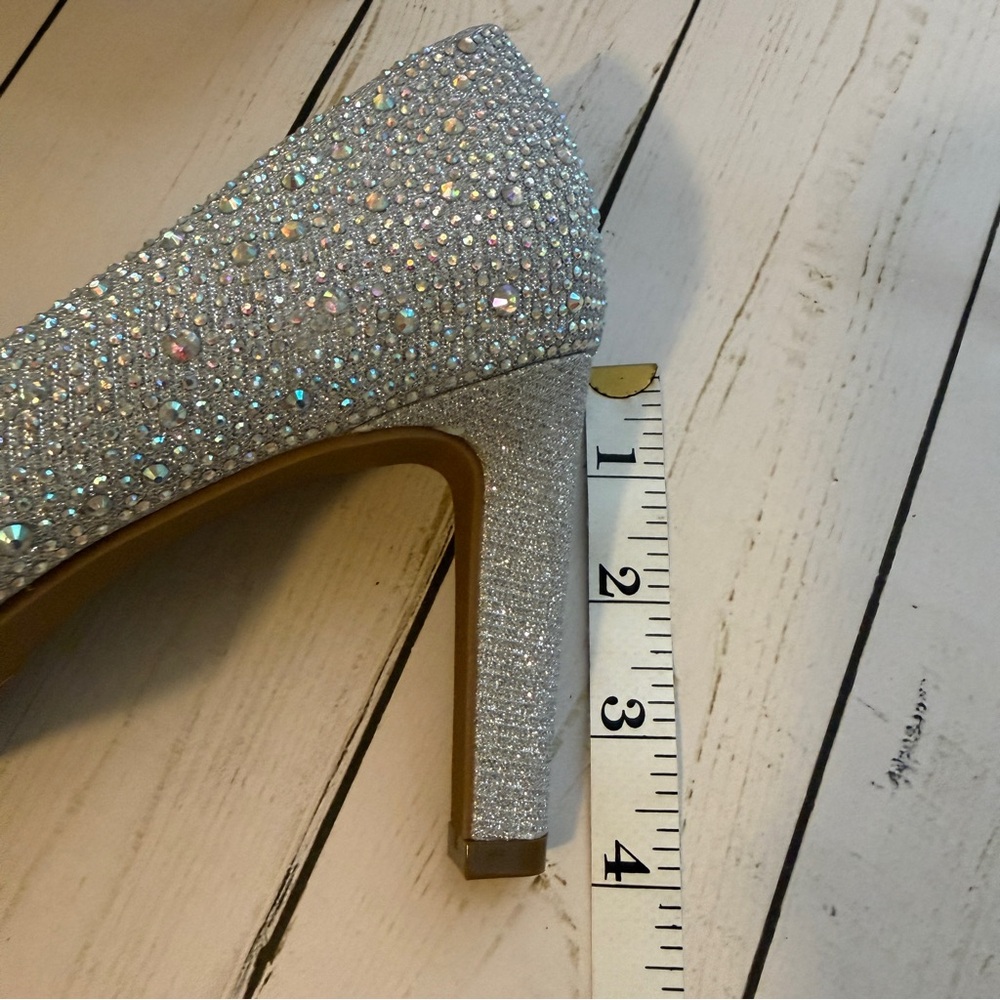 Silver Slipper | Glittering Bejeweled 4" Silver Heels - Picture 7 of 7